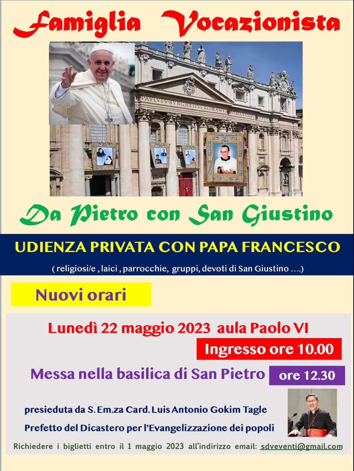 Immagine per Udienza privata con Papa Francesco - 22 maggio
